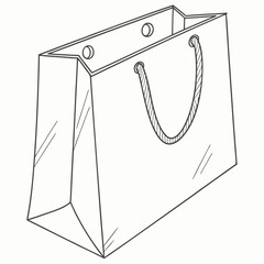 Illustration of a white shopping bag with white background.