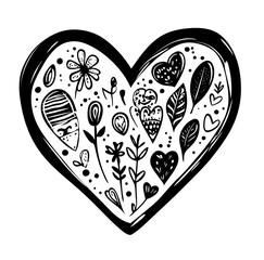 Cute simple black doodle heart isolated on white or transparent PNG background. Perfect for love, valentine, and romantic designs. Premium hand-drawn heart graphic for creative projects.