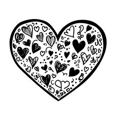 Simple black doodle heart isolated on white or transparent PNG background. Ideal for love, valentine, and romantic themed designs. Hand-drawn heart illustration for digital and print projects.