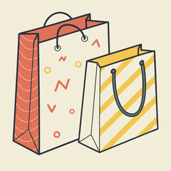 Illustration of a white shopping bag with white background.
