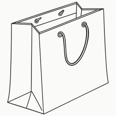 Illustration of a white shopping bag with white background.
