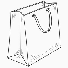 Illustration of a white shopping bag with white background.