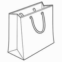 Illustration of a white shopping bag with white background.