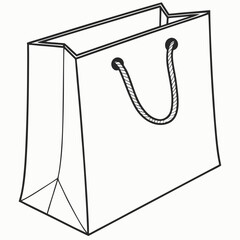 Illustration of a white shopping bag with white background.