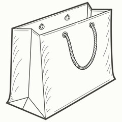 Illustration of a white shopping bag with white background.