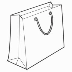 Illustration of a white shopping bag with white background.