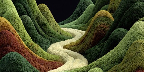 Abstract mossy hills forming a green landscape