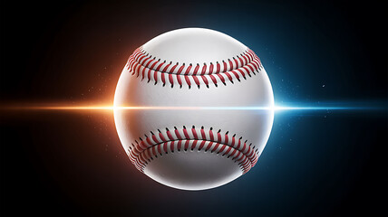 Realistic baseball with dramatic dual light glowing background