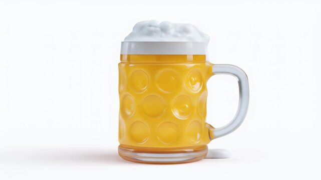 Refreshing Beer Mug with Frothy Foam and Handle.