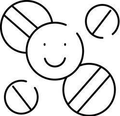 Happy cartoon molecule with smiley face icon