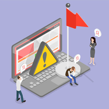 3D Isometric Flat Vector Illustration of Red Flag Alert, Metaphor Of Warning Against Threats
