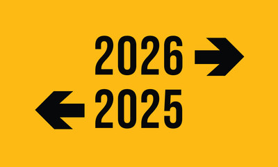 2025 and 2026 Direction Arrows – Future and Past Navigation Vector Illustration