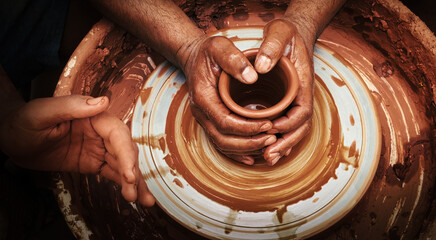 Working With Clay Pot in Ceramic Workshop