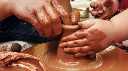 Working With Clay Pot in Ceramic Workshop