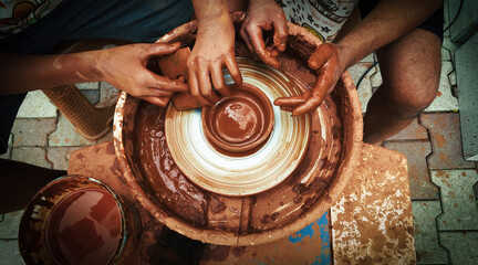 Working With Clay Pot in Ceramic Workshop