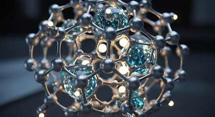 Abstract Molecular Structure with Glowing Spheres and Connecting Rods