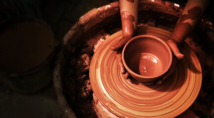 Working With Clay Pot in Ceramic Workshop