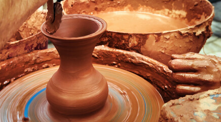 Working With Clay Pot in Ceramic Workshop