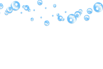 Stunning ethereal blue bubbles float against a deep black background creating a magical abstract backdrop