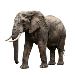 Obraz premium Large african elephant isolated on white background looking powerful and majestic a magnificent creature of the wild standing tall
