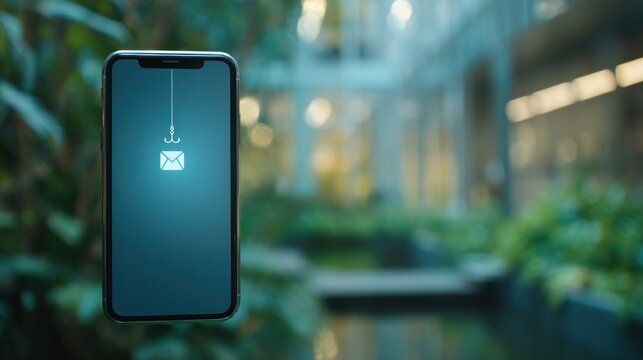 Email phishing scam concept on phone