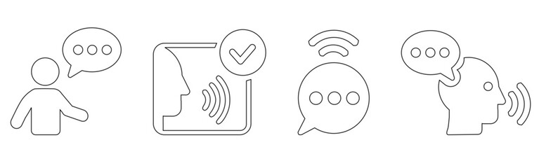 Voice and Speaking Icons set with editable stroke containoing Communication, Speech Bubble and Talk 