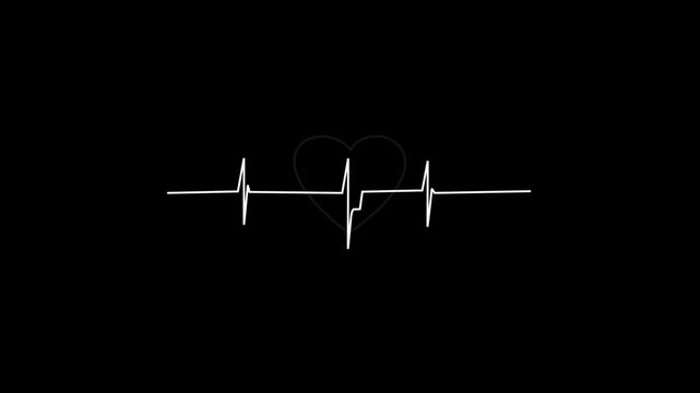 white heartbeat line icon. illustration isolated on a black background. 