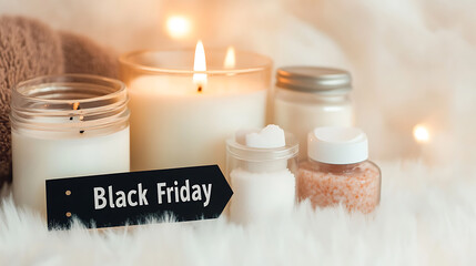 Black Friday spa deals await with glowing candles, towels, and bath salts for ultimate relaxation! Perfect for self-care and gifting. #BlackFriday #SpaDeals