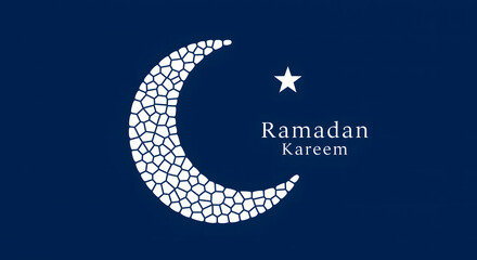 Crescent moon and star with Ramadan Kareem text image