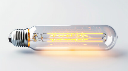 Vintage edison light bulb with glowing filament, closeup studio shot