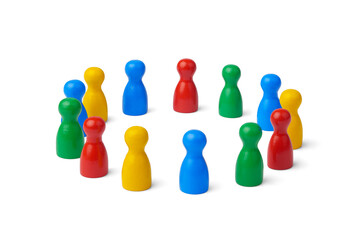 Diversity and inclusion with wooden figures in a perfect circle