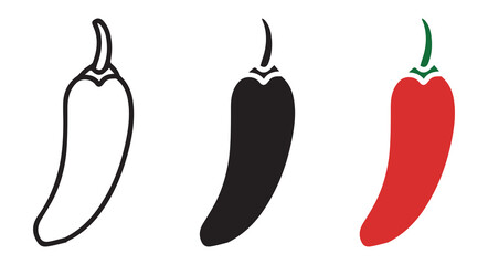 Hot Chili Pepper Icon Set Vector Illustration for Food, Cooking, and Spicy Recipes