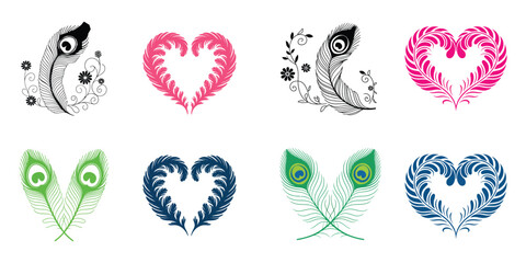 Set of seamless heart vector icons and symbols for love, romance, and Valentine's Day card illustration design