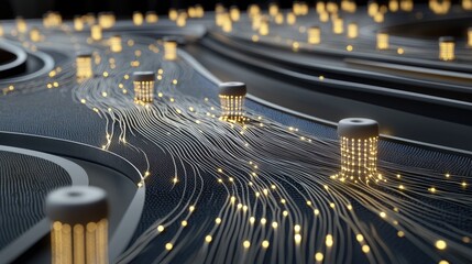 Illustration showcases a digital brain with glowing data points and neural connections, symbolizing artificial intelligence in a surrealistic style