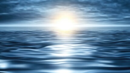 Obraz premium Soft waves shimmer under a blurred blue sky, evoking a serene natural environment ideal for minimalist design projects