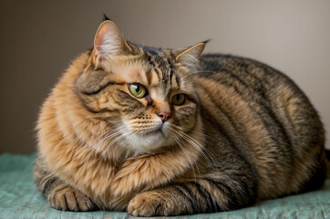 Overweight cat examined with veterinary medications for structured weight control
