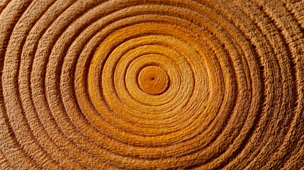 Wood grain reveals growth rings. Close view of a wood surface displaying concentric growth rings that indicate age and history of the tree.