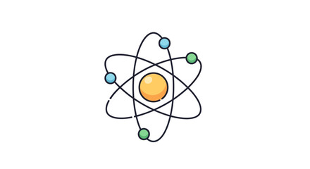Illustrative atom with orbiting particles, ideal for educational science concepts and projects