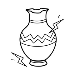 Isolated ceramic milk pitcher with brown decoration on a white background