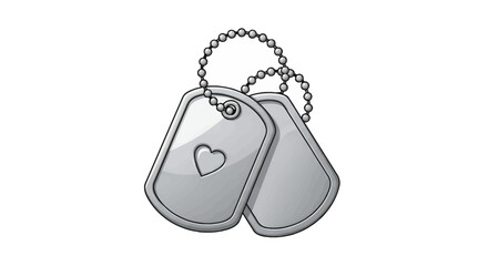 Fototapeta premium Dog tags with heart, military identification, love symbol