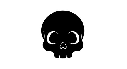 Fototapeta premium Stylized monochrome vector representation of a skull with moon-shaped eye sockets, evoking symbolism