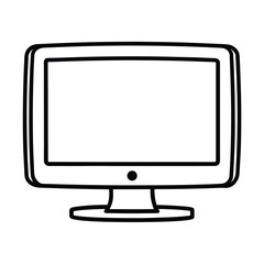 Black flat screen TV or LCD monitor isolated on white, a blank wide digital display technology for computer and video equipment