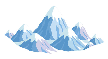 Stylized mountain range illustration depicting snowy peaks and blue slopes backdrop
