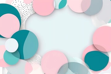 jpg Abstract  cartoonish frame in light pink and teal with central white space, gossamer fabric texture, for whimsical design and illustration, with copy space