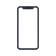 Modern Smartphone with Notch and Blank Screen on White