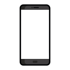 Front View Modern Smartphone on White Background