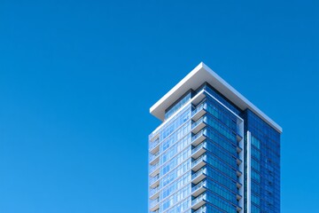 Fototapeta premium Modern high-rise with glass skyline views, perfect for fractional ownership investments