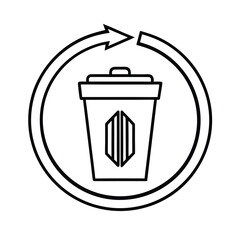 A vector trash can icon for delete or recycle, often seen as an isolated bin symbol or dustbin illustration on a white background