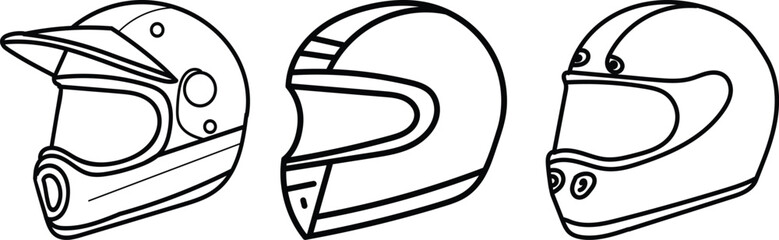 Helmet line art illustration set