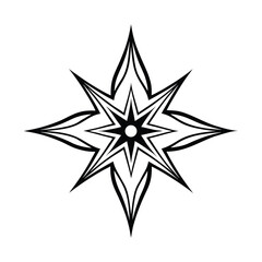 Black and white star shaped paper decoration symbol design illustration